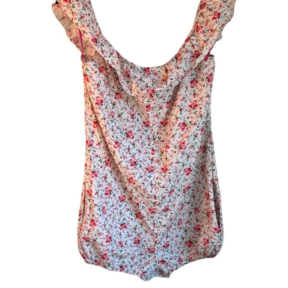 Betsey Johnson Romper Ditzy‎ Floral Size Medium Off-Shoulder Coquette Twee
